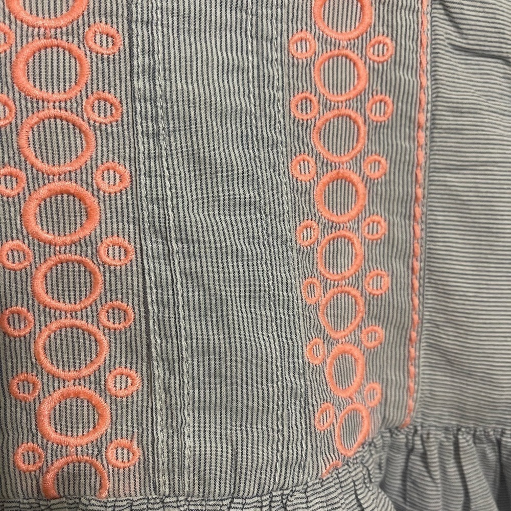 Gymboree 2t Summer Dress White With Blue Stripes And Orange Design. - Picture 2 of 8